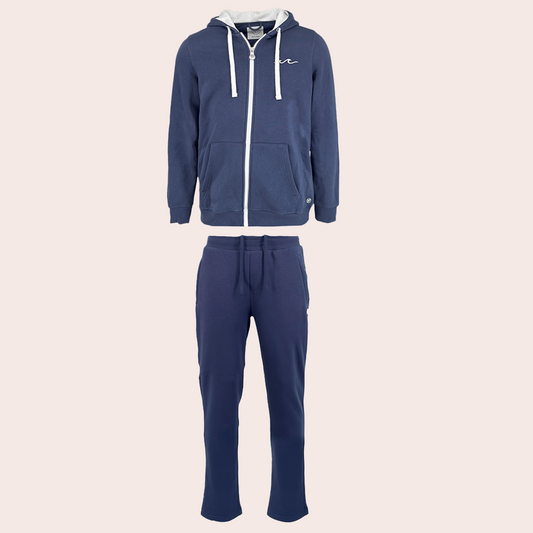 Zipper Navy x Weiß & Sweatpants - Set