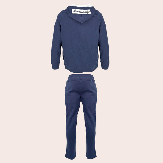 Zipper Navy x Weiß & Sweatpants - Set
