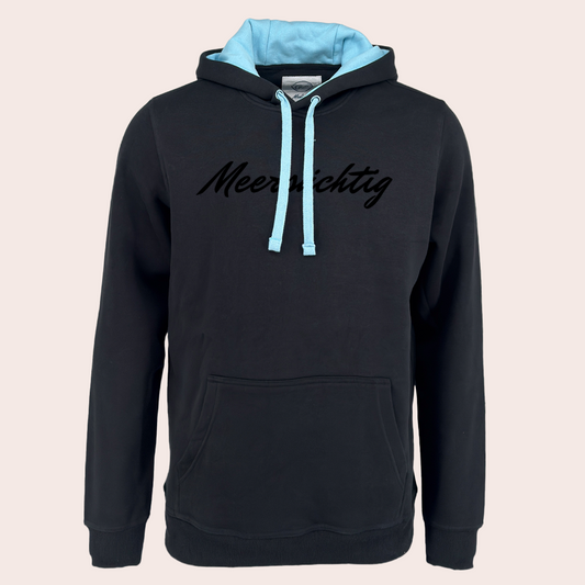Hoodie - Schwarz x Balticblue - Unisex