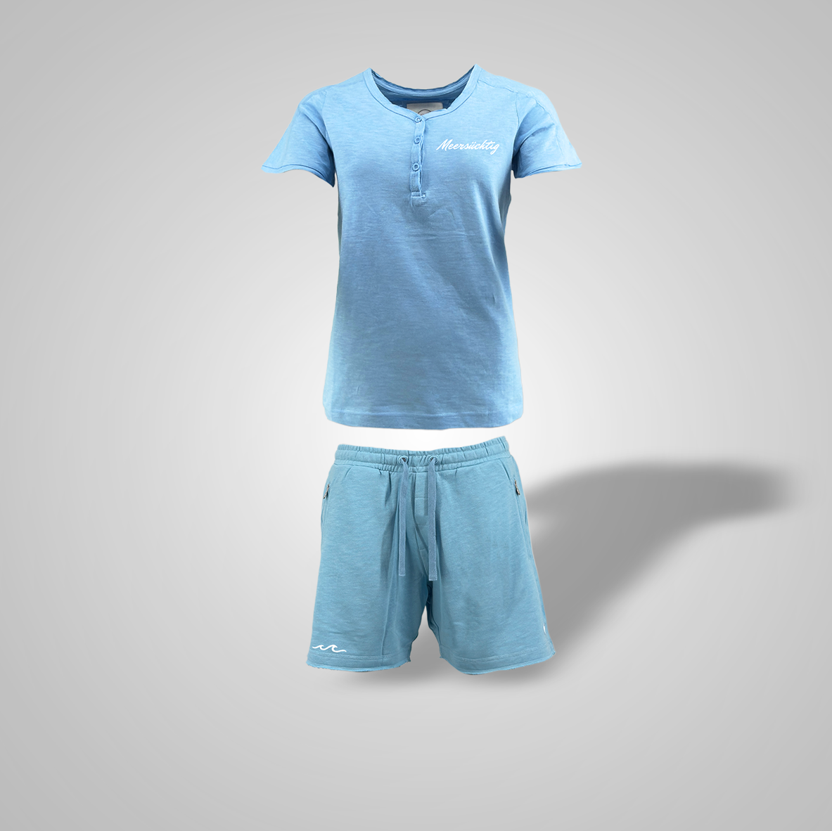 Henley Shirt & Shorts Heavenblue für Damen