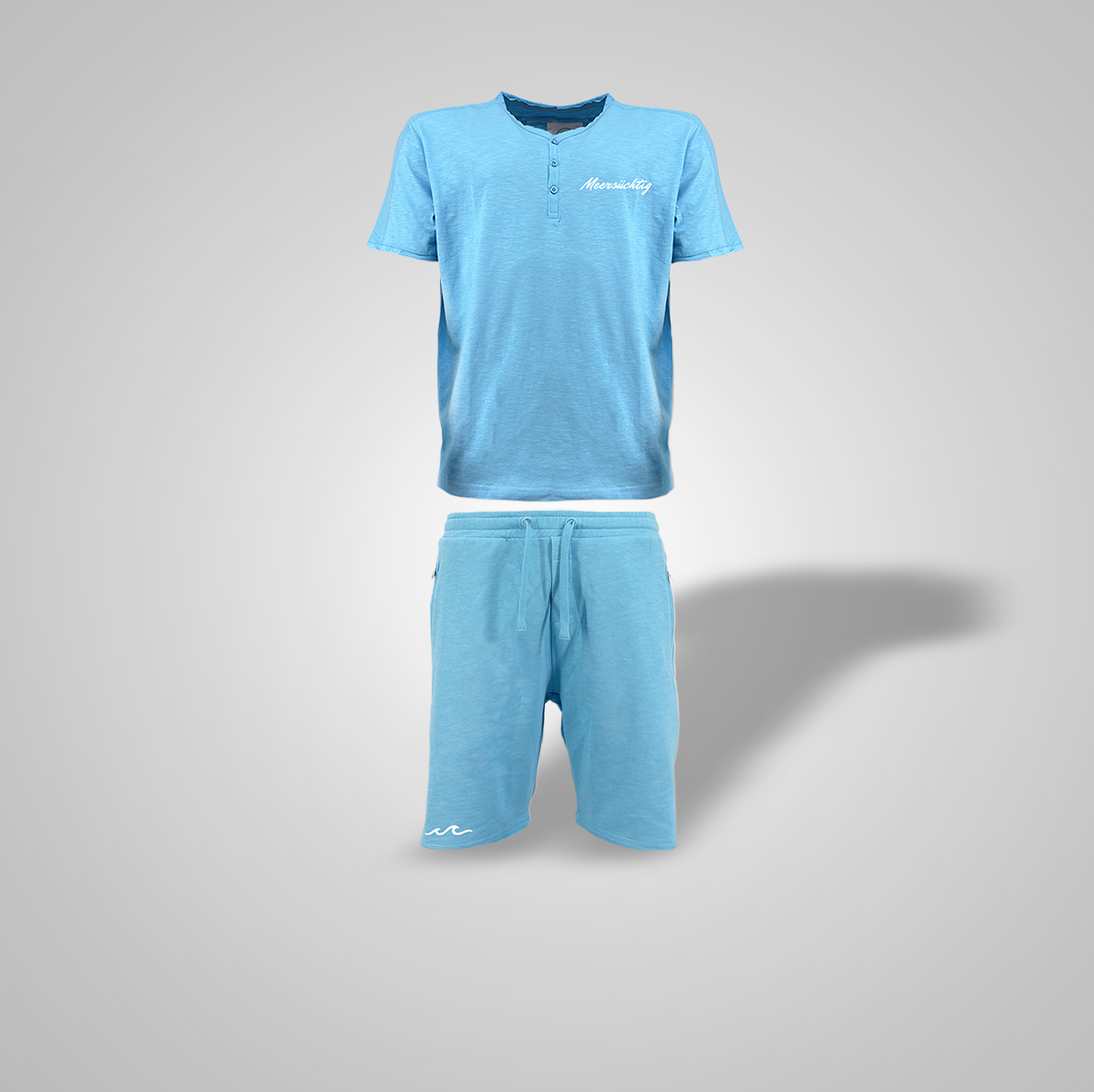 Henley Shirt & Shorts Balticblue für Herren