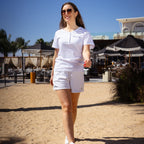 Henley Shirt & Shorts Weiß für Damen