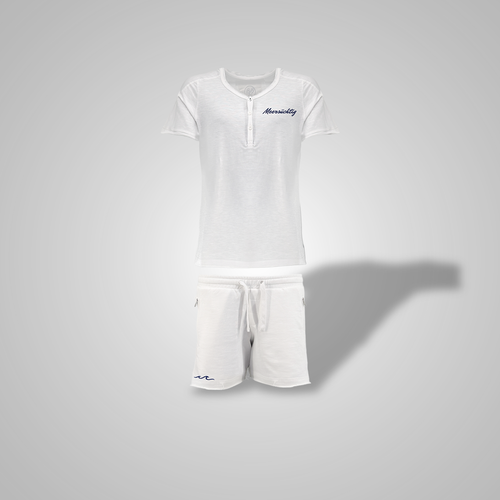 Henley Shirt & Shorts Weiß für Damen