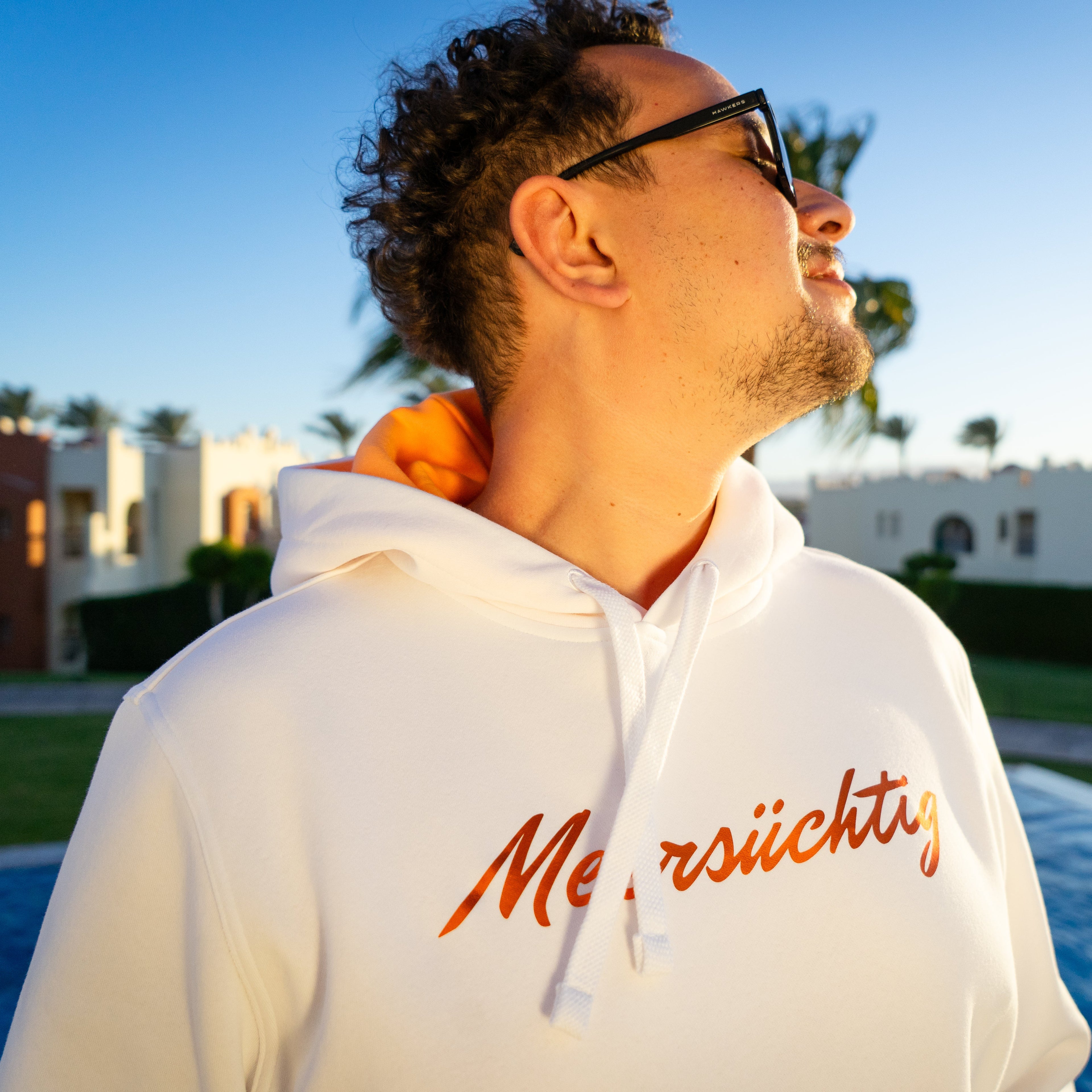 Hoodie - Weiß x Orange - Unisex