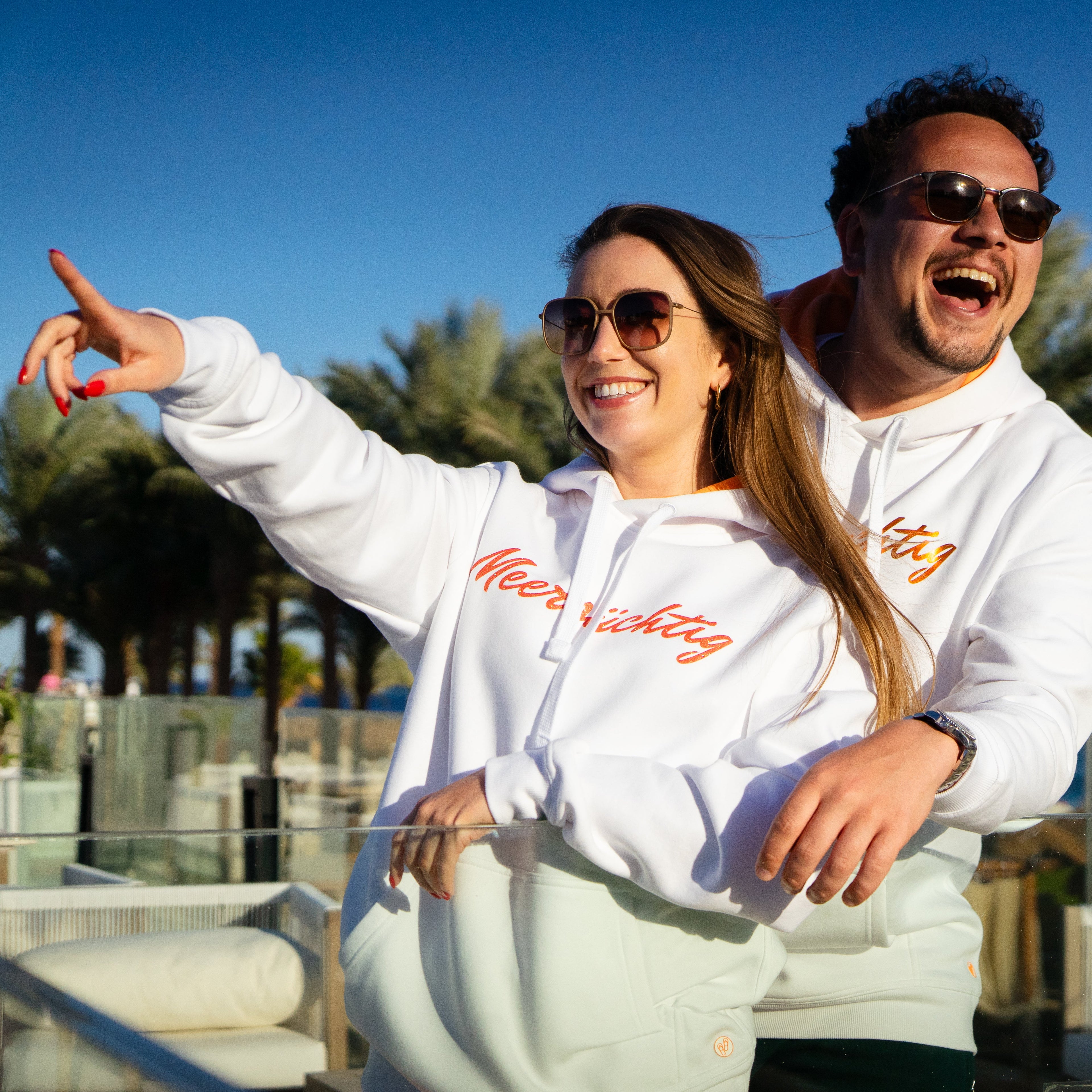 Hoodie - Weiß x Orange - Unisex