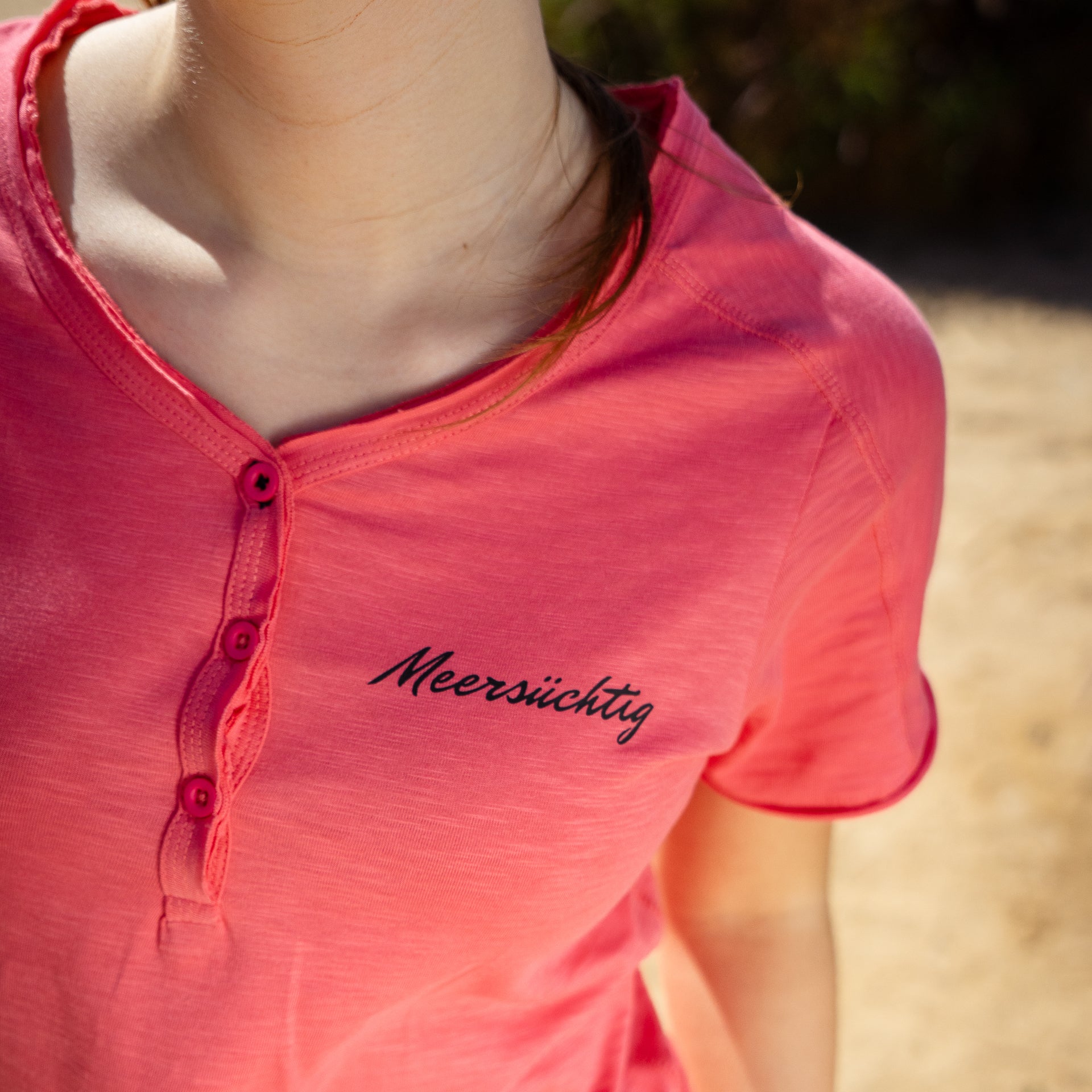 Henley T-Shirt - Pale Pink - Damen