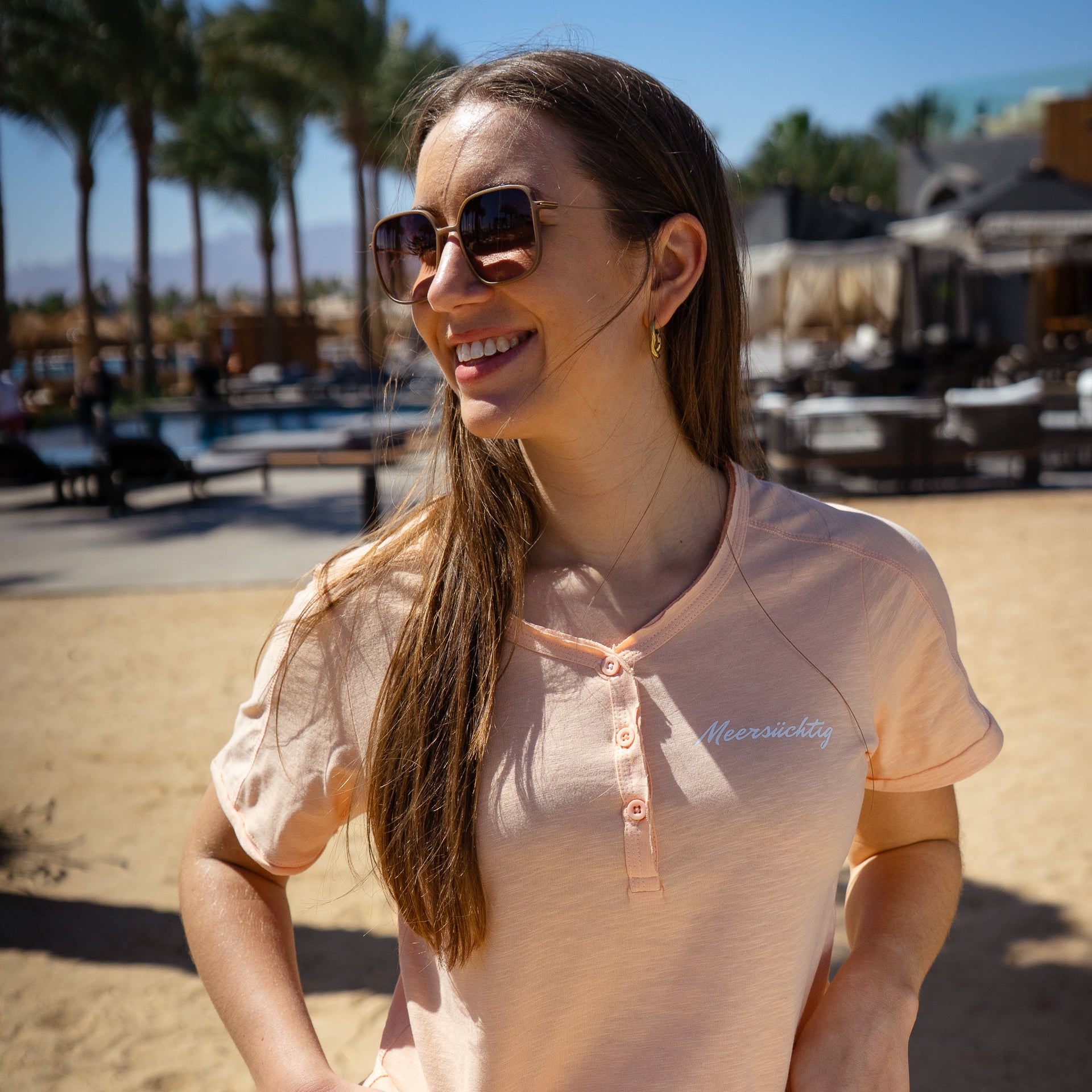 Henley T-Shirt - Soft Apricot - Damen