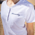 Henley T-Shirt - Weiß - Damen