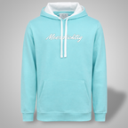 Hoodie - Berylblau x Weiß - Unisex