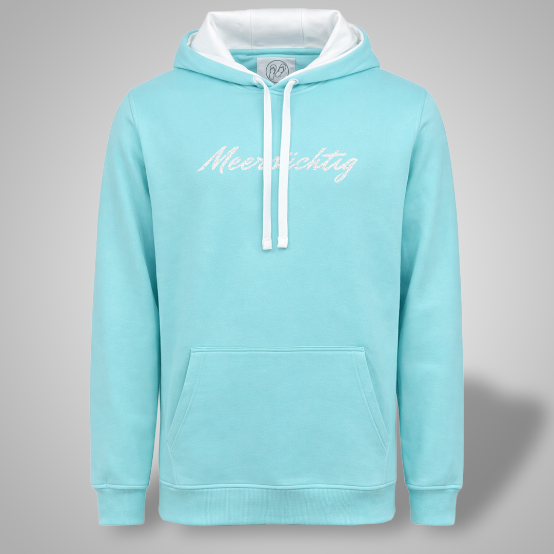 Hoodie - Berylblau x Weiß - Unisex