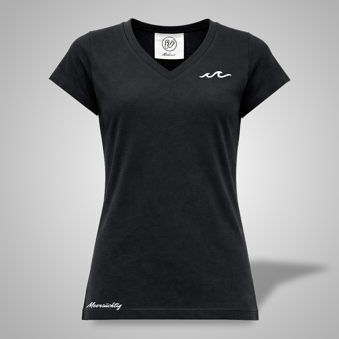 T-Shirt - Welle - V-Neck - Damen
