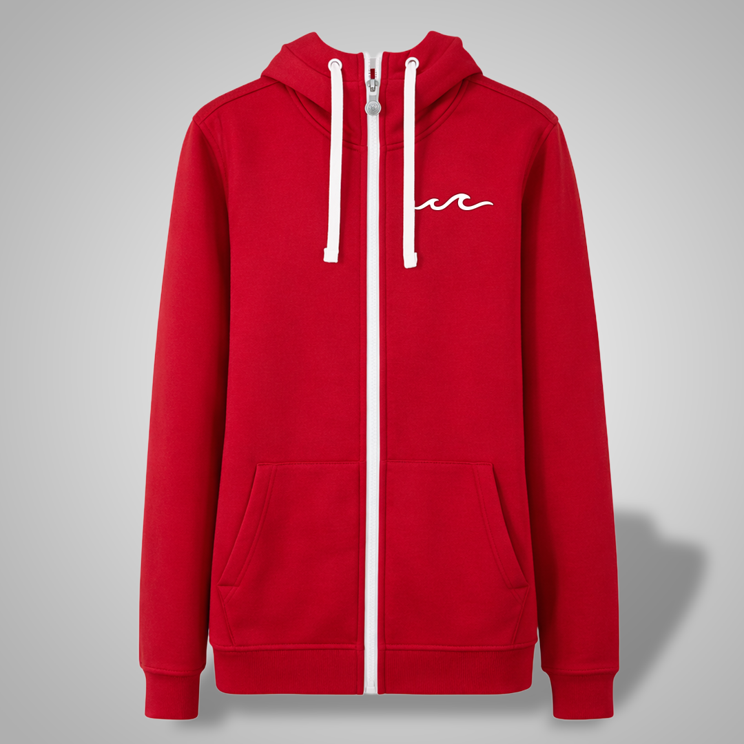 Zipper - Turtle Neck - Rot x Weiß - Unisex