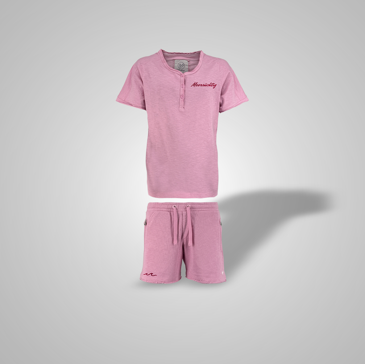 Henley Shirt & Shorts - Softpink x Electric Cherry - Damen