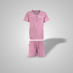 Henley Shirt & Shorts - Softpink x Weiß - Damen