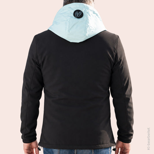Softshelljacke - Eisblau x Schwarz - Herren