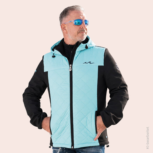 Softshelljacke - Eisblau x Schwarz - Herren