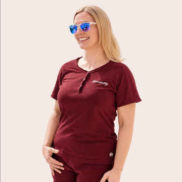 Henley T-Shirt - Cherry - Damen