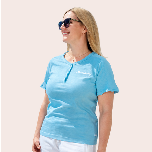 Henley T-Shirt - Heavenblue - Damen