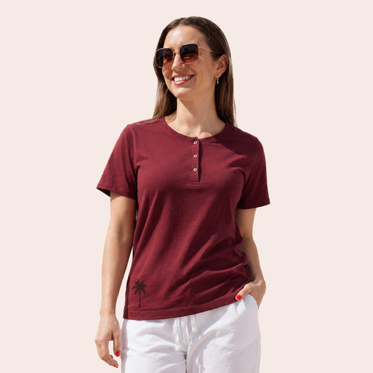 Henley T-Shirt - Palm Shadow - Damen
