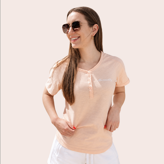 Henley T-Shirt - Soft Apricot - Damen