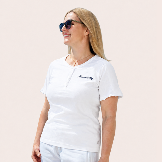 Henley T-Shirt - Weiß - Damen