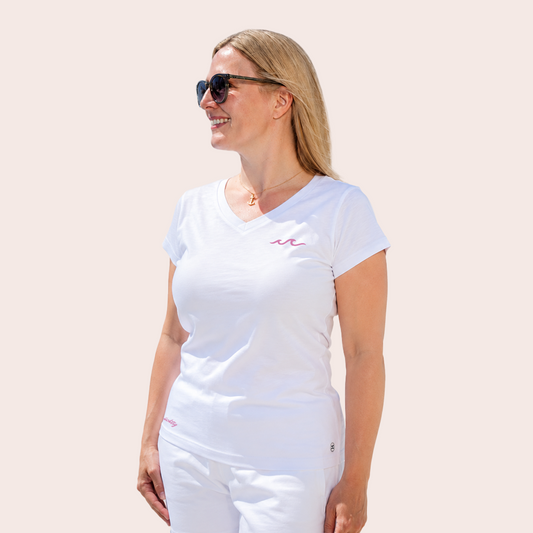T-Shirt - Welle - V-Neck - Damen