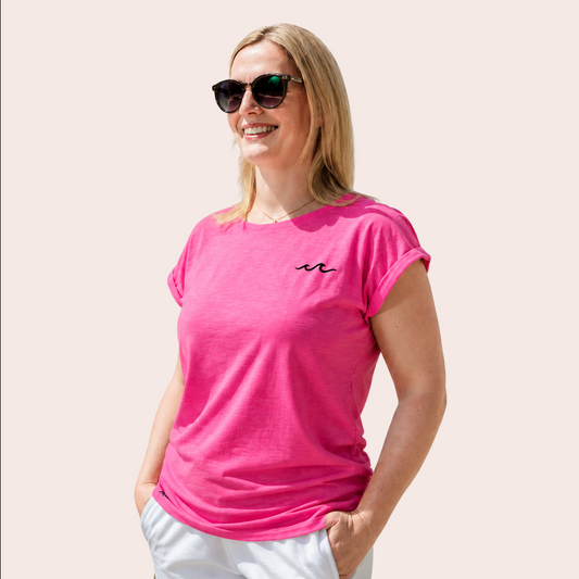 T-Shirt - Welle - rundhals - Damen