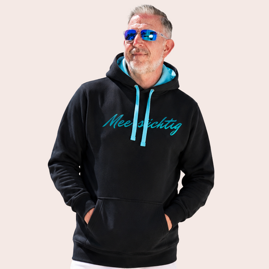 Hoodie - Schwarz x Balticblue - Unisex