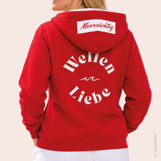 Zipper - Rot x Weiß - Glitzer Wellenliebe - Unisex