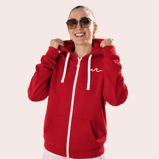 Zipper - Turtle Neck - Rot x Weiß - Unisex